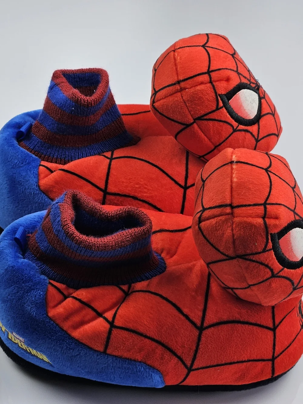 Marvel Child Spiderman Red & Blue Plush Slippers Size 11/12